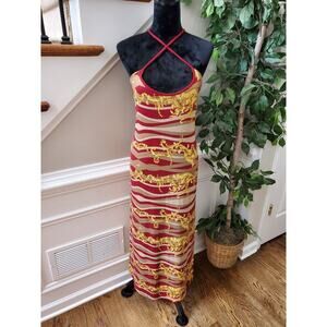 J Mode Women's Multicolor Rayon Halter Neck Casual Long Maxi Dress Size‎ 1XL